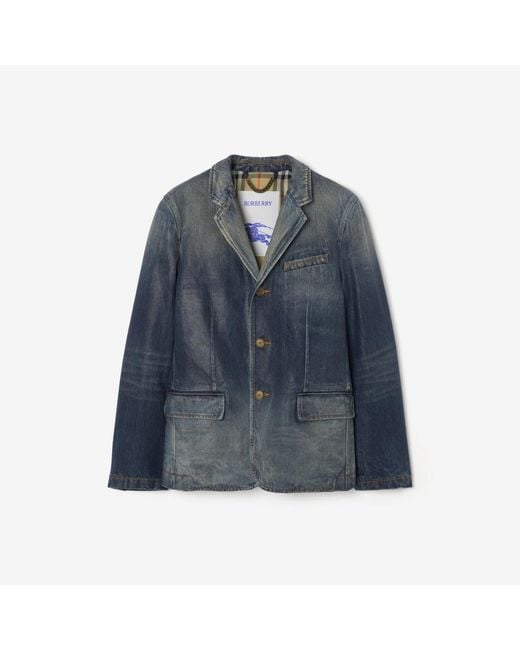 Burberry Blue Coated Denim Tailored Jacket for men