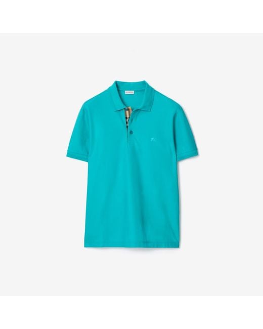 Burberry Blue Cotton Polo Shirt for men