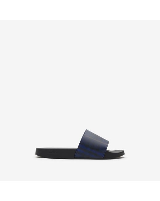 Burberry Blue Check Slides for men