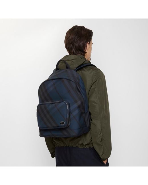 Burberry Blue Grid Backpack for men