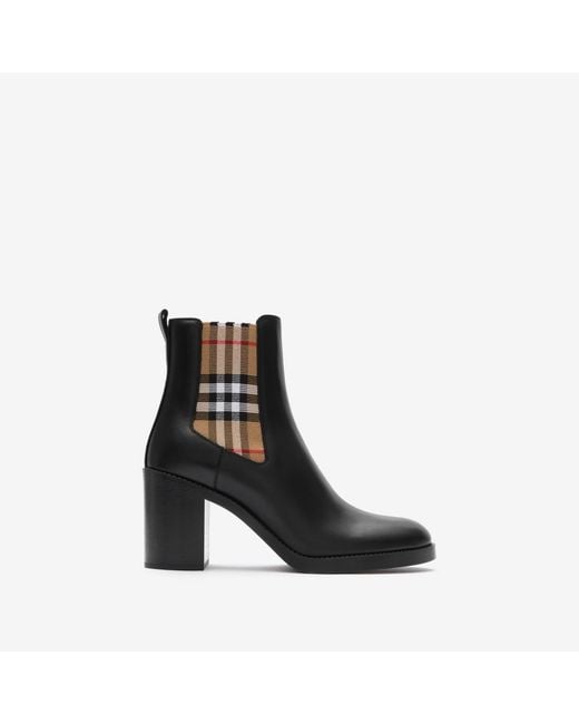Burberry Black Leather Hampstead Heel Boots