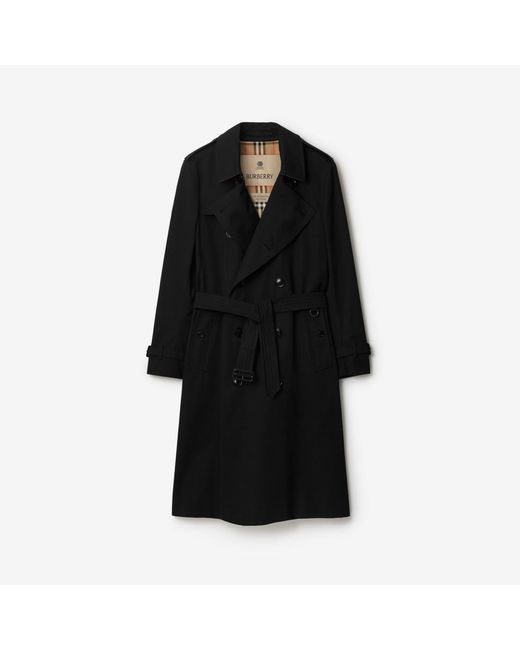 Burberry Black Long Kensington Heritage Trench Coat for men