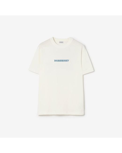 Burberry White Heritage Logo Cotton T-Shirt for men
