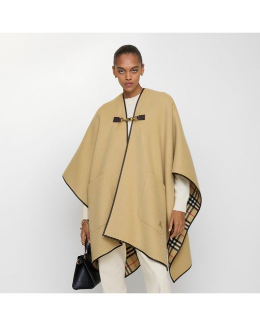 Burberry Metallic Check Cashmere Cape