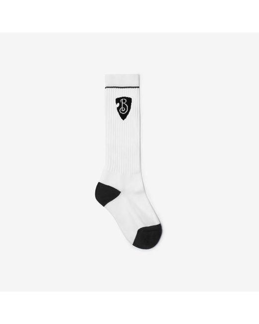 Burberry White B Shield Cotton Blend Socks