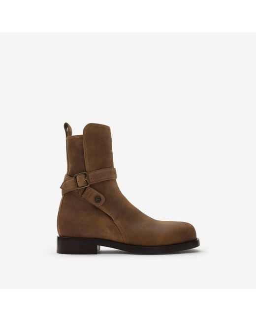 Burberry Brown Waxed Suede Ledger Boots for men