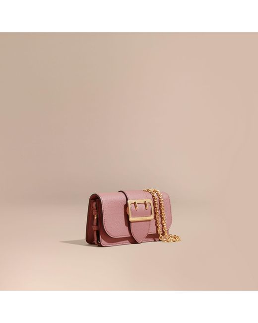 Burberry The Mini Buckle Bag In Grainy Leather Dusty Pink