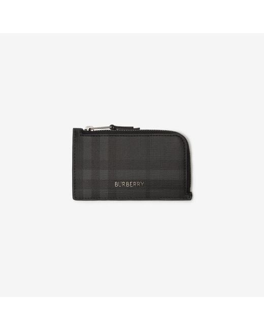 Burberry Black City Check Zip Card Case for men