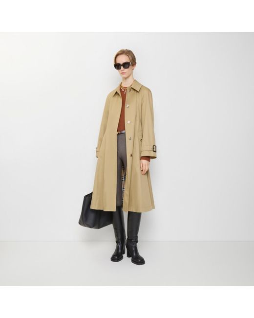 Burberry Natural Long Gabardine Ellingham Fit-And-Flare Car Coat