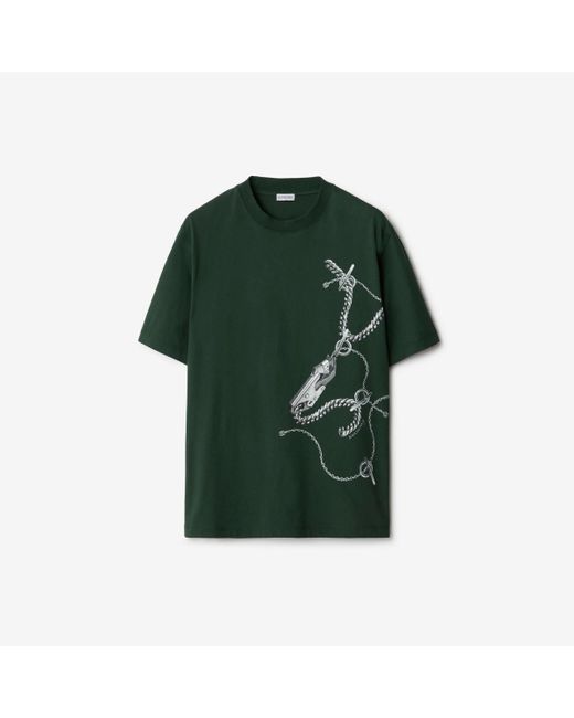 Burberry Green Knight Hardware Cotton T-shirt for men