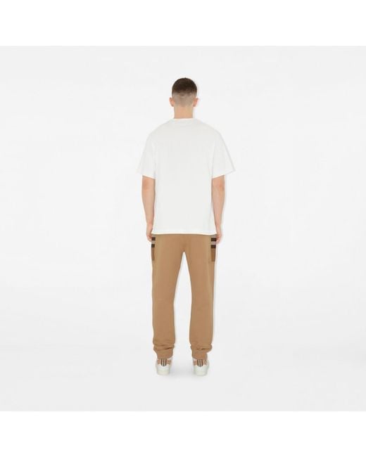 Burberry Check Panel Cotton Blend Jogging Pants in Natural für Herren