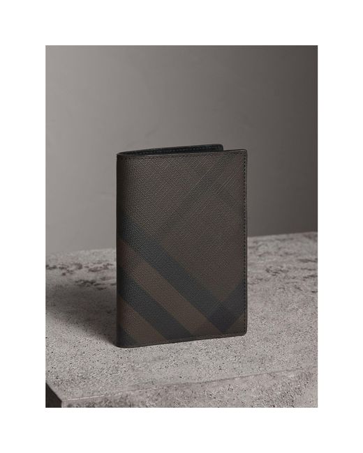 Burberry Sport Brown London Check And Leather Passport Holder Chocolate/black for men