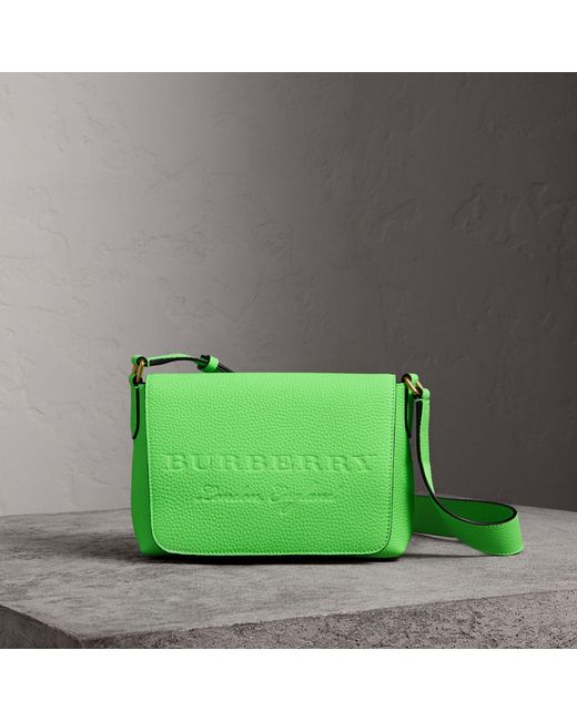 Burberry Green Small Logo Embossed Messenger Bag