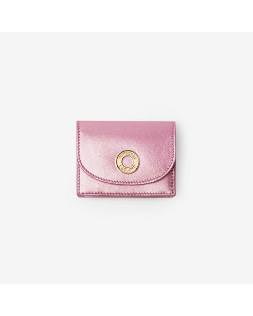 Burberry Pink Small Leather Folding Wallet