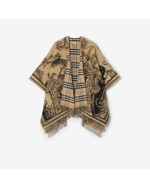 Burberry Multicolor Reversible Etched Knight Wool Cape