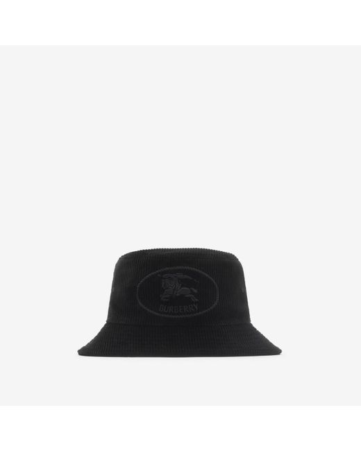 Burberry Black Knight Stamp Corduroy Bucket Hat for men