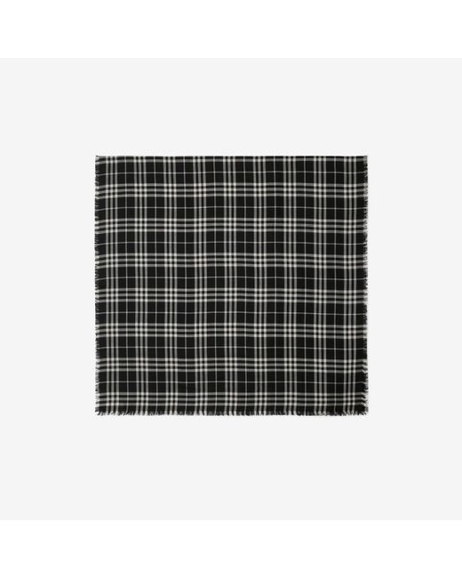 Burberry Black Check Cashmere Silk Scarf