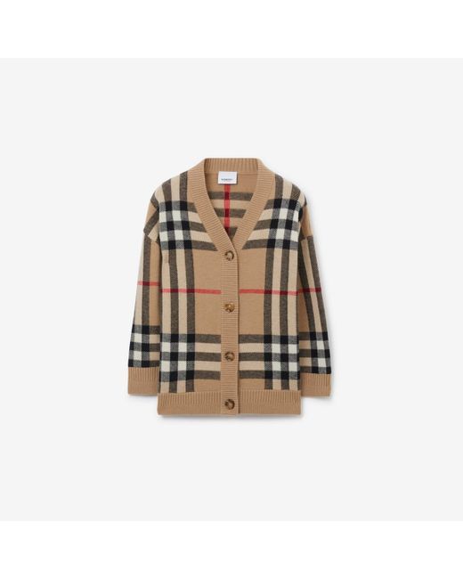 Burberry Natural Check Wool Cashmere Cardigan