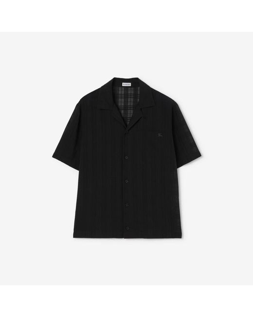 Burberry Black Relaxed Fit Check Cotton Voile Shirt for men