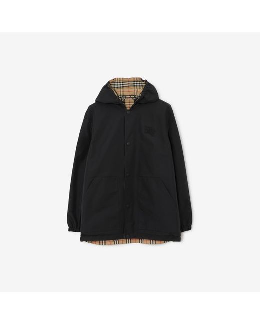 Burberry Reversible Check Nylon Hooded Jacket in Black für Herren