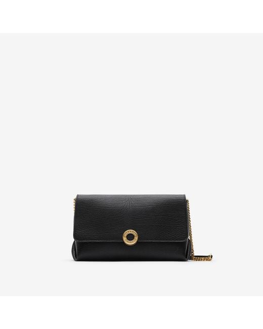 Burberry Black Leather Chain Strap Clutch