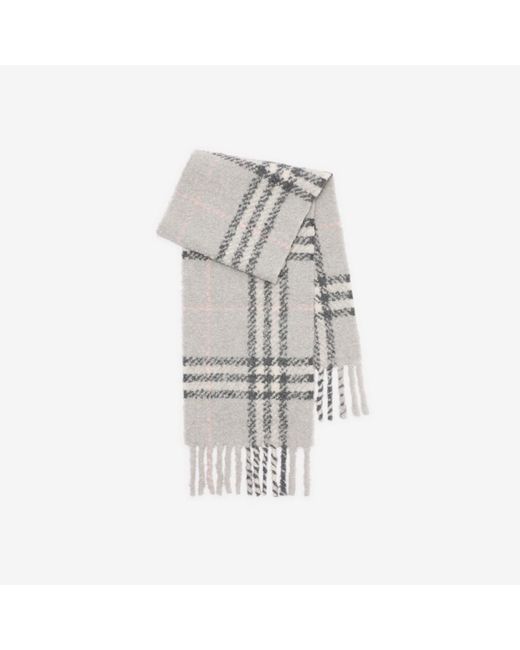 Burberry Metallic Check Alpaca Wool Blend Bouclé Scarf