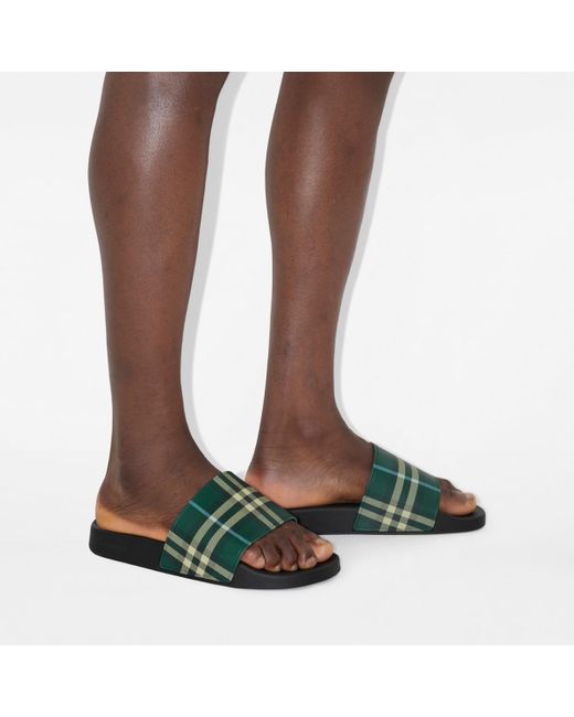 Burberry Green Check Slides for men