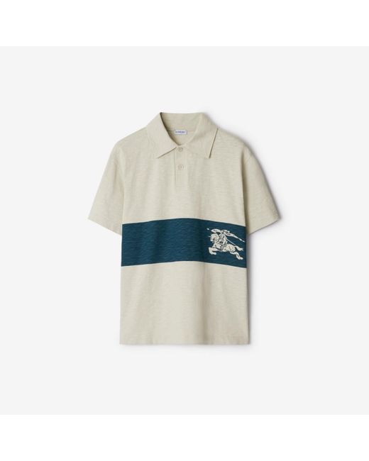Burberry White Ekd Stripe Cotton Polo Shirt for men