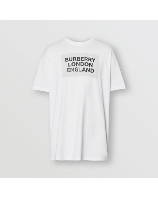 Burberry Logo Print Cotton Oversized T-shirt in White for Men - Save 59 ...