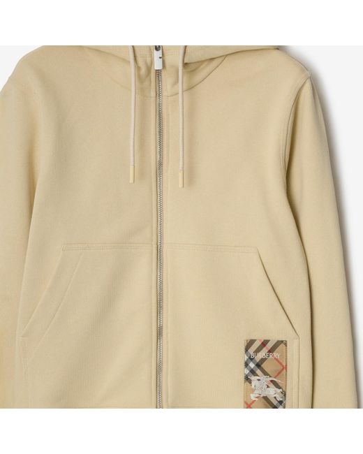 Burberry Natural Check Label Cotton Zip Hoodie
