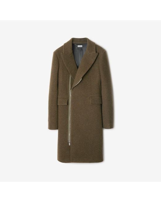 Burberry Green Wool Zip Tailored Coat