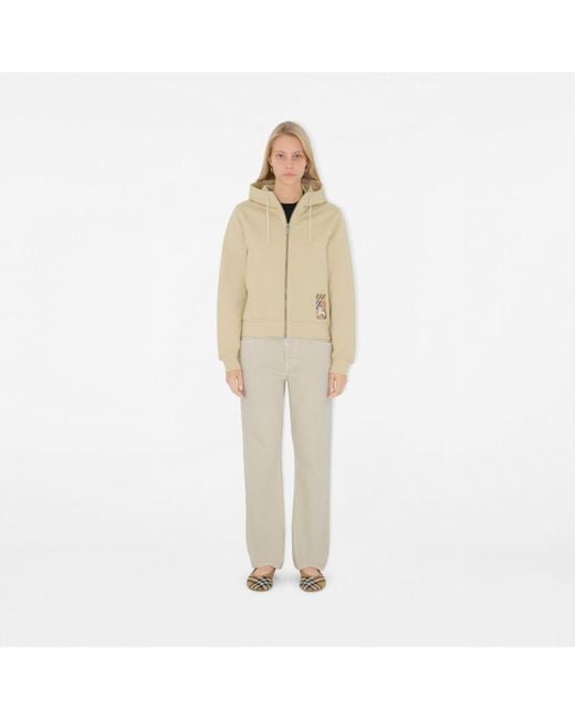 Burberry Natural Check Label Cotton Zip Hoodie