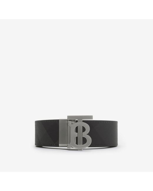 Burberry Gray Reversible Check Tb Belt for men