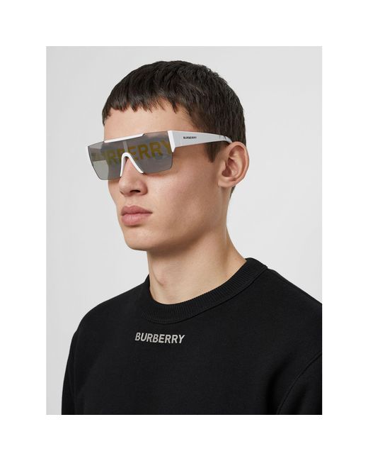 Burberry Logo Lens D-frame Sunglasses in White | Lyst