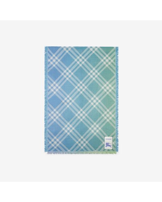 Burberry Blue Gradient Check Wool Silk Scarf