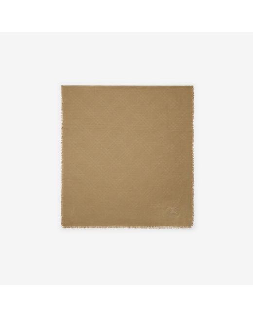 Burberry Natural Wide Check Wool Silk Scarf