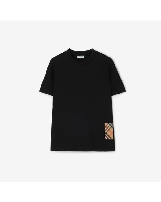 Burberry Black Check Label Cotton T-Shirt