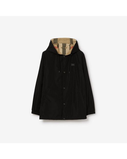 Veste à capuche réversible Burberry pour homme en coloris Black
