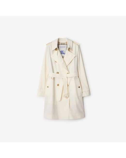 Burberry Natural Mid-Length Gabardine Kensington Trench Coat