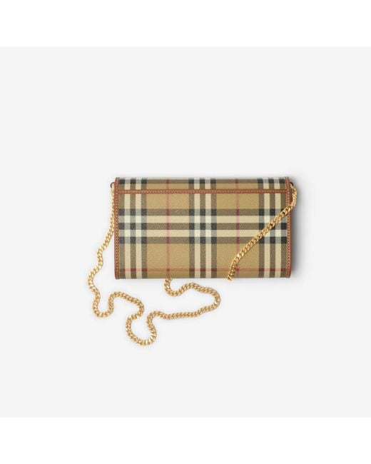 Burberry Metallic Check Chain Strap Wallet