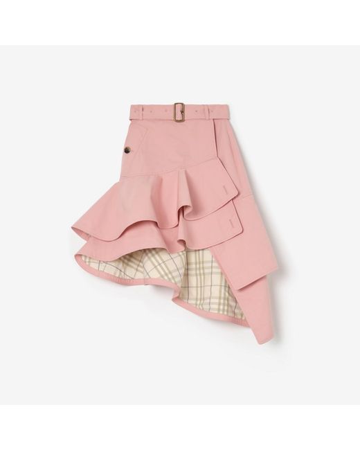 Burberry Pink Ruffled Gabardine Trench Skirt