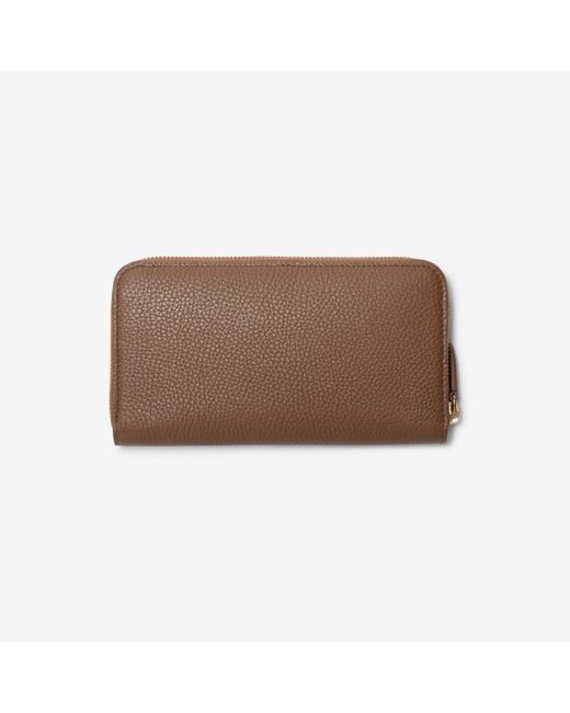Burberry Brown Large Leather Zip Wallet
