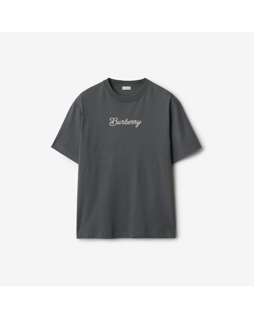 Burberry Gray Surfer Knight Cotton T-Shirt for men