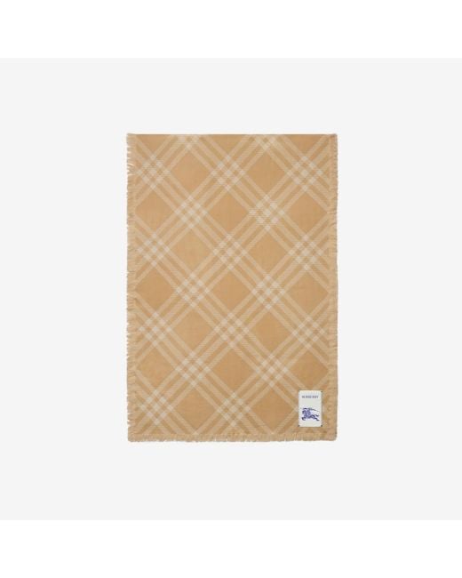Burberry Natural Wide Check Wool Silk Scarf