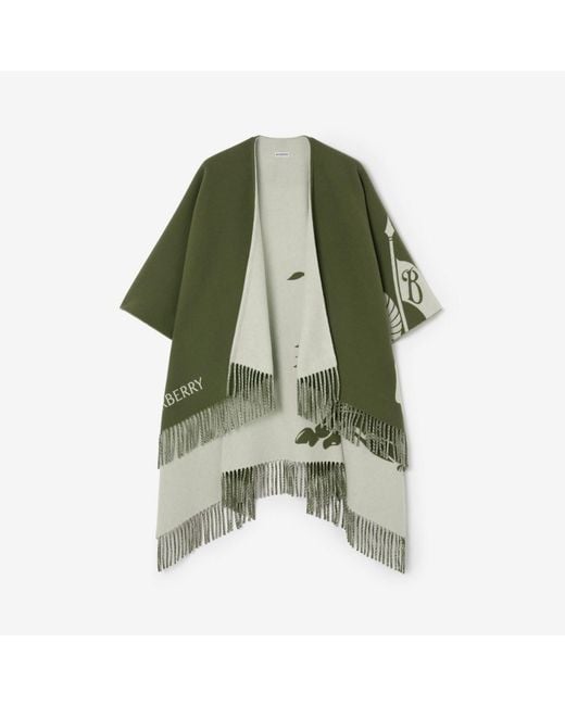 Burberry Green Knight Wool Cashmere Cape