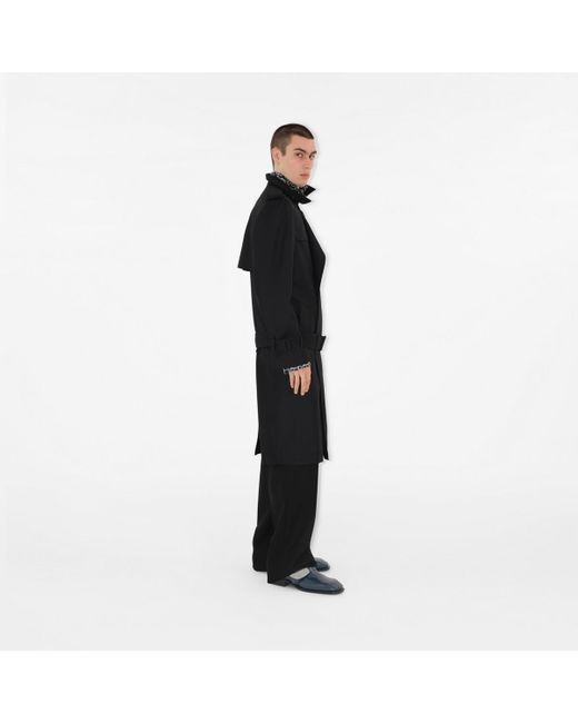 Burberry Black Long Silk Blend Trench Coat for men