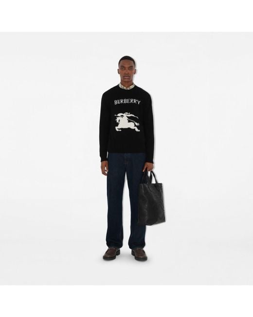 Burberry Black Embossed Check Tote for men