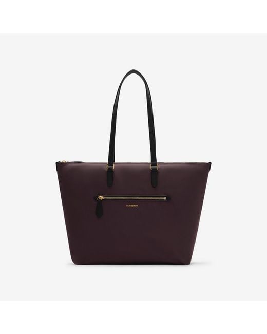 Burberry Purple Large Nylon Zip Tote