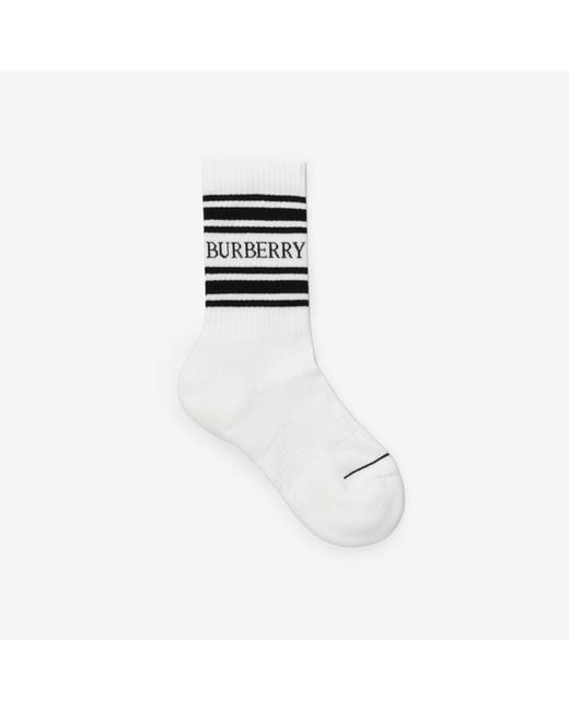 Burberry White Logo Cotton Nylon Socks
