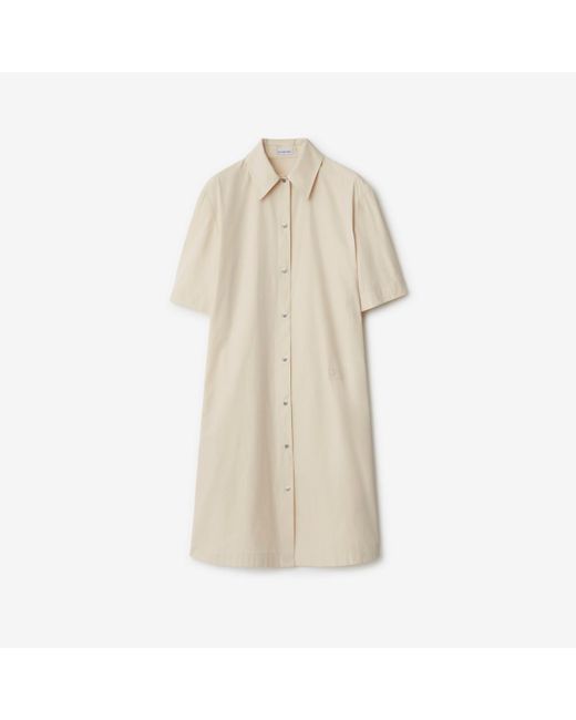 Burberry Natural Cotton Blend Shirt Dress